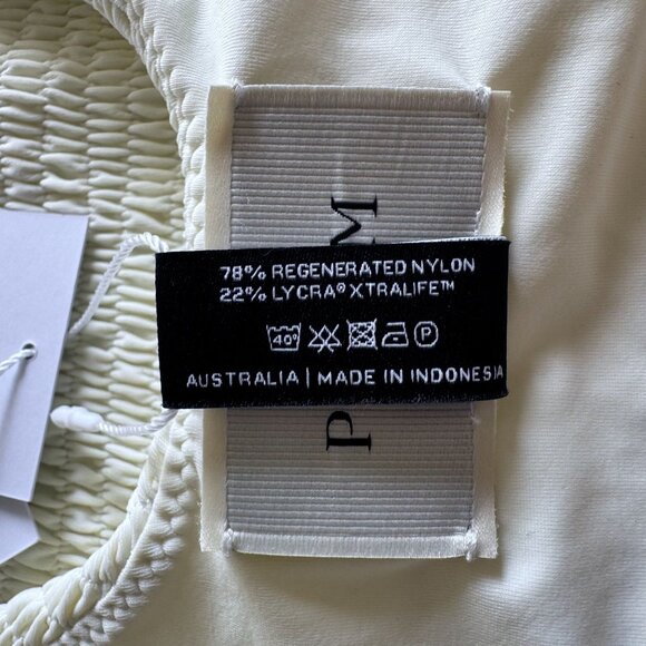 Palm Swim+Resort Cream Elastic Shirred Low Back One Piece Swim Suit Medium NWT - Picture 8 of 8